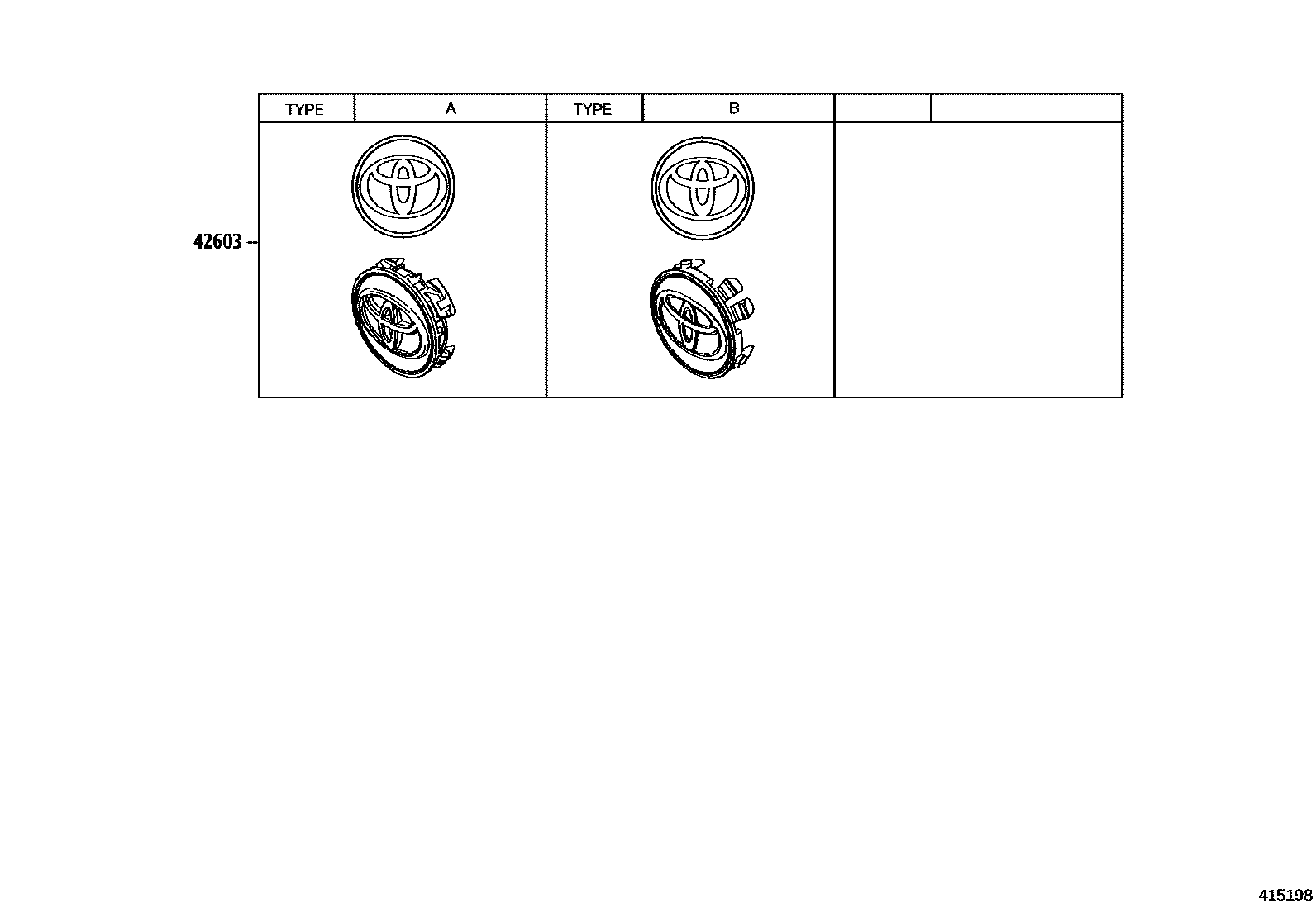 Toyota CAMRY 车轮和车轮盖 EPC diagram — 415198