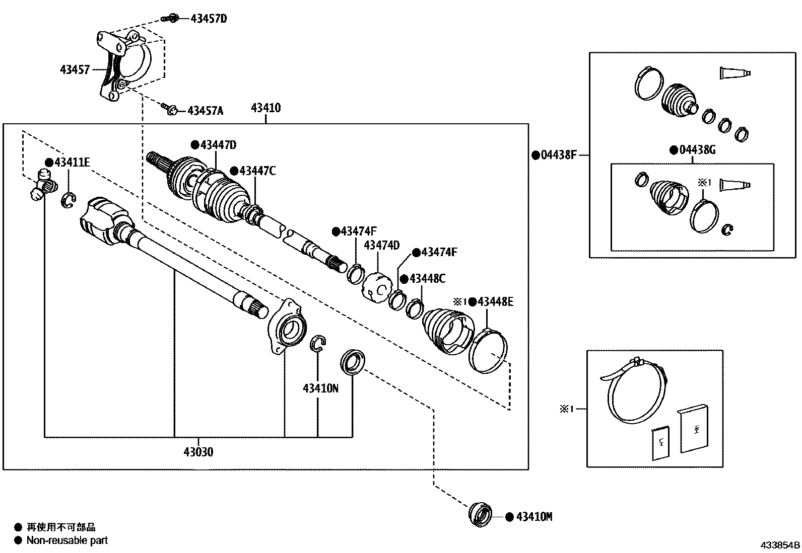 Toyota CAMRY Front Drive Shaft EPC diagram — 433854B