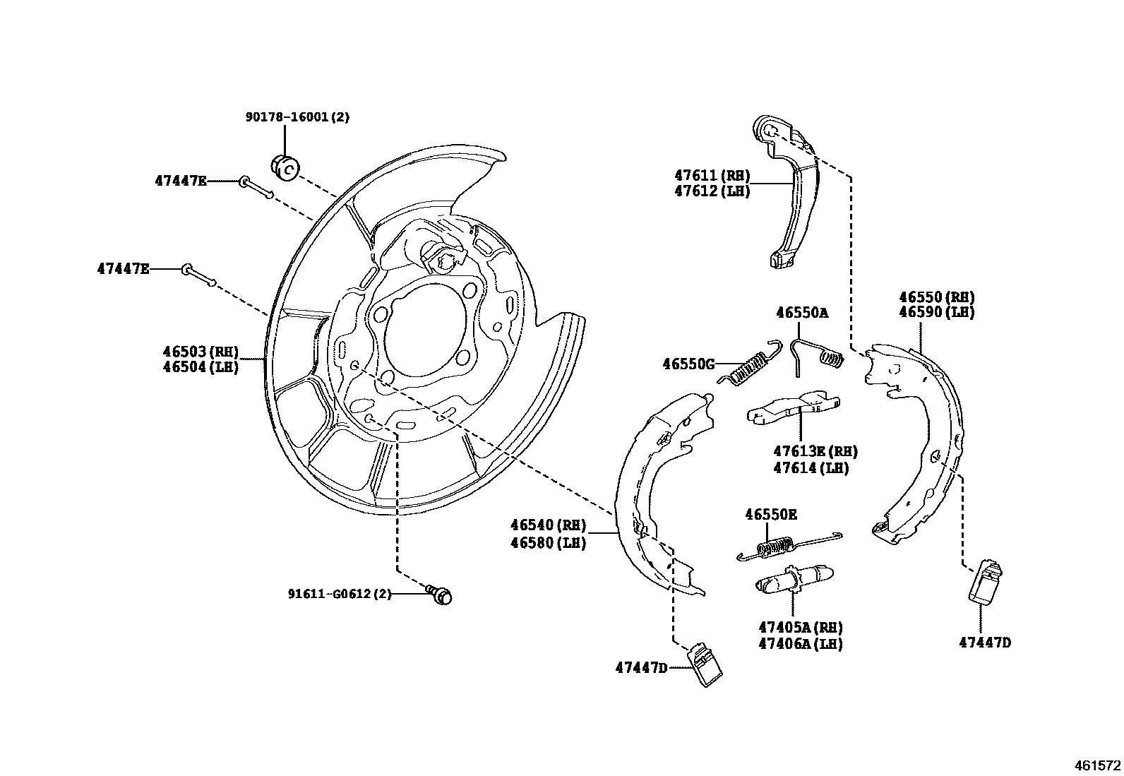 Toyota CAMRY Parking Brake & Cable EPC diagram — 461572