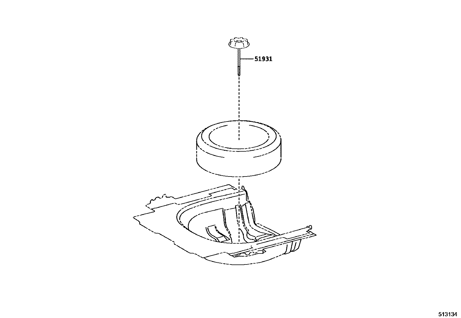 Toyota CAMRY Spare tire rack EPC diagram — 513134