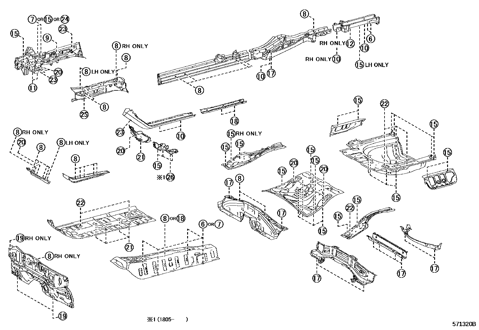 Toyota CAMRY hole plug EPC diagram — 571320B