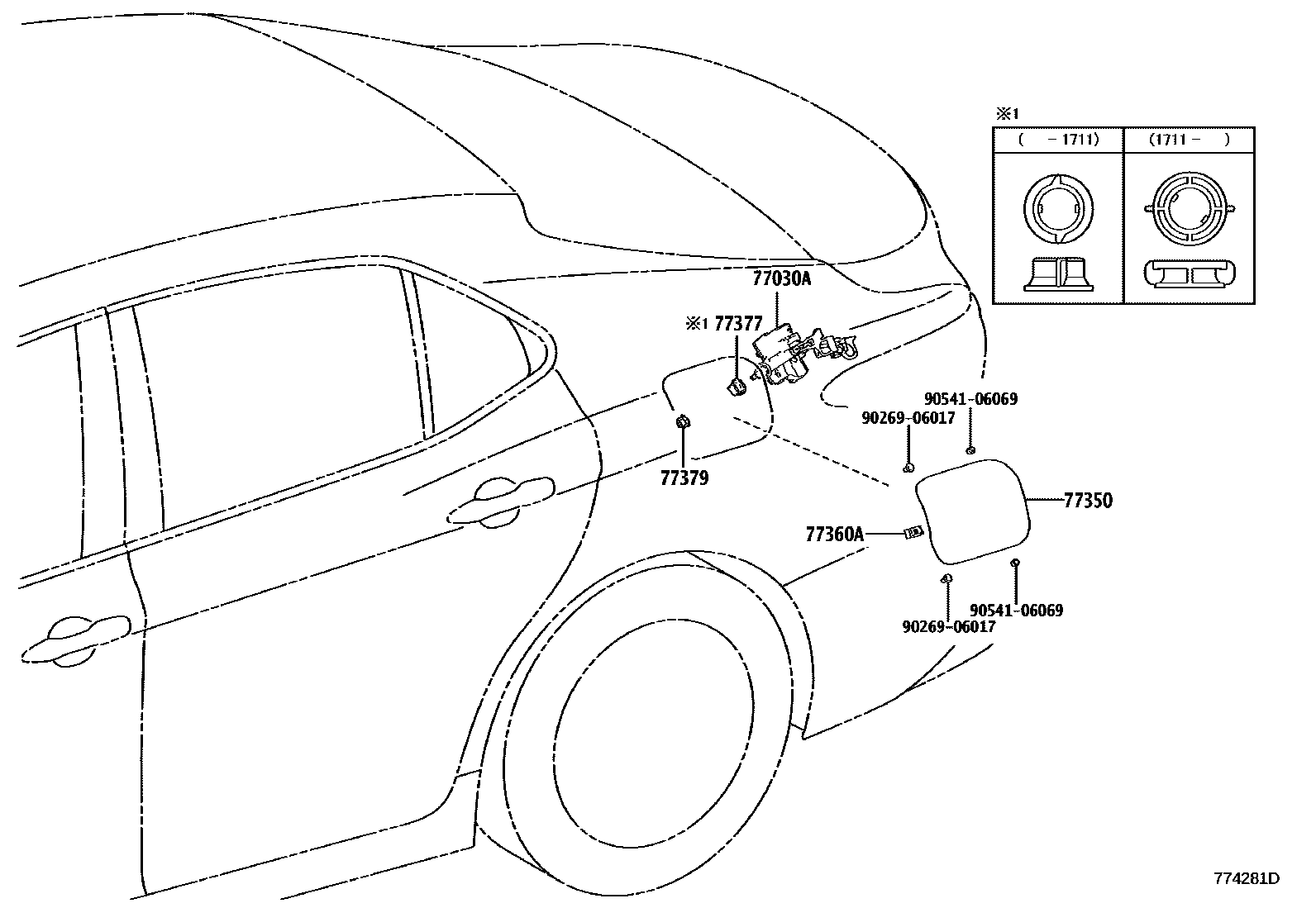 Toyota CAMRY 燃油箱和燃油管 EPC diagram — 774281D