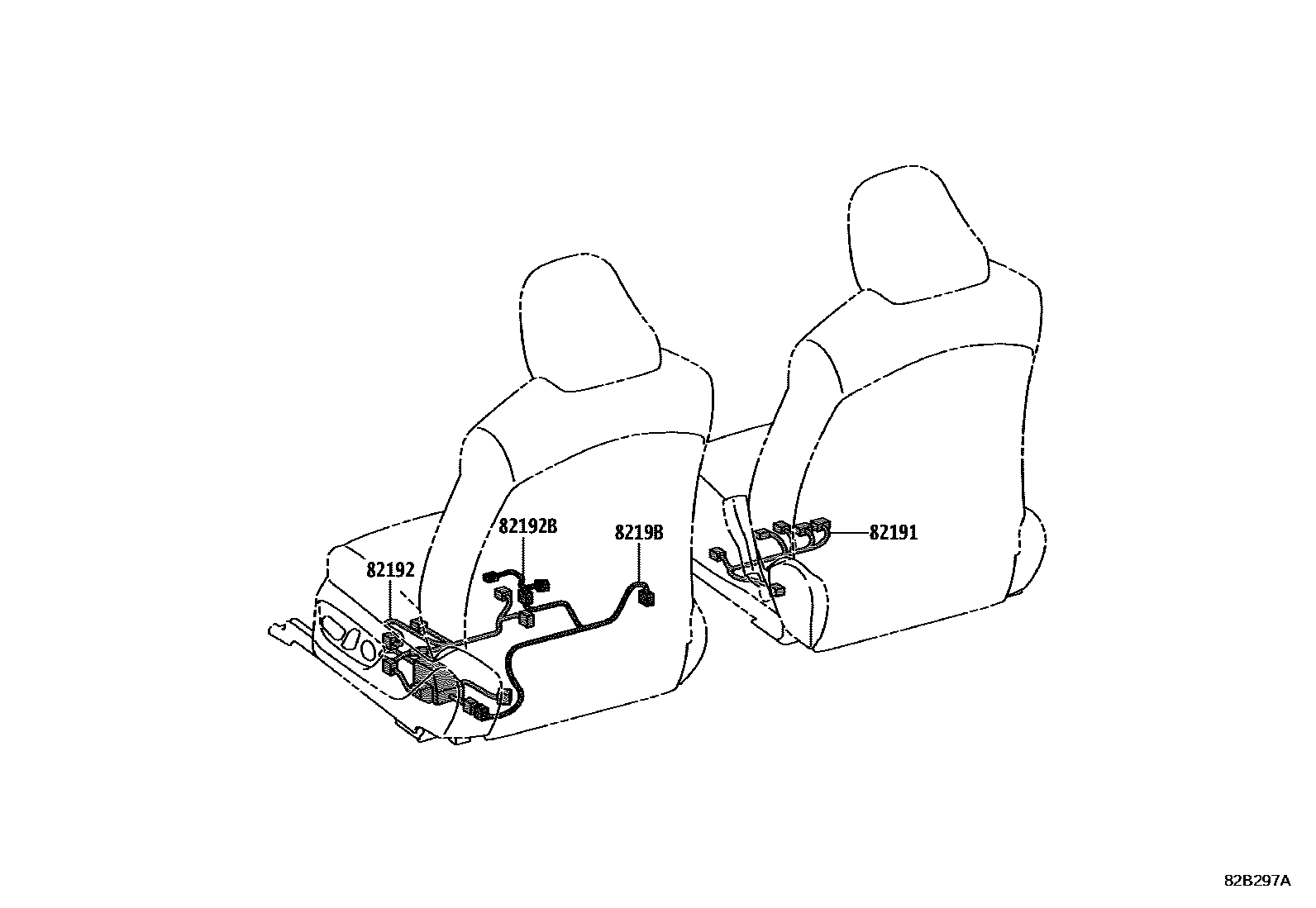 Toyota CAMRY 线束和卡夹 EPC diagram — 82B297B