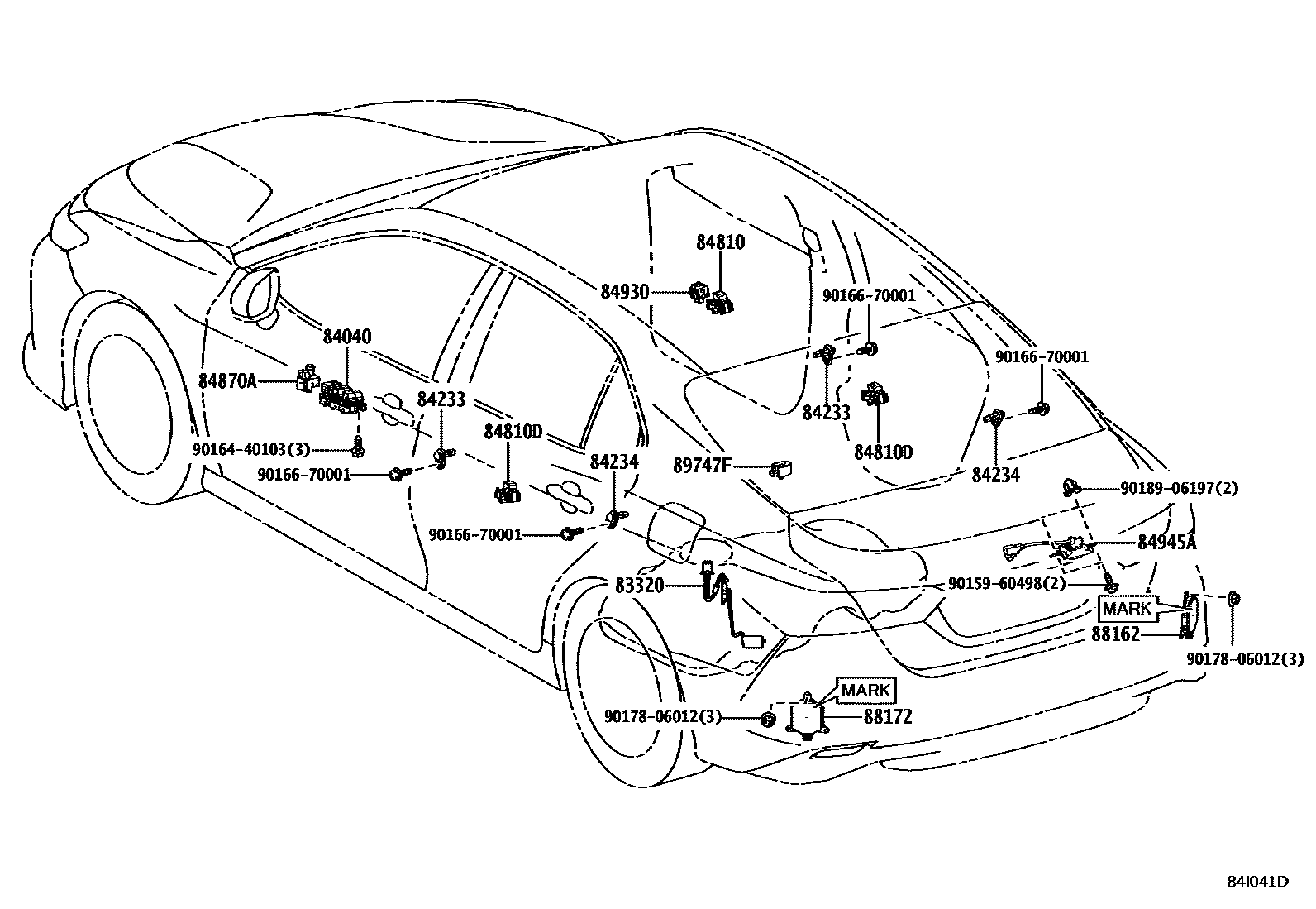 Toyota CAMRY 开关和继电器和ECU EPC diagram — 84I041D
