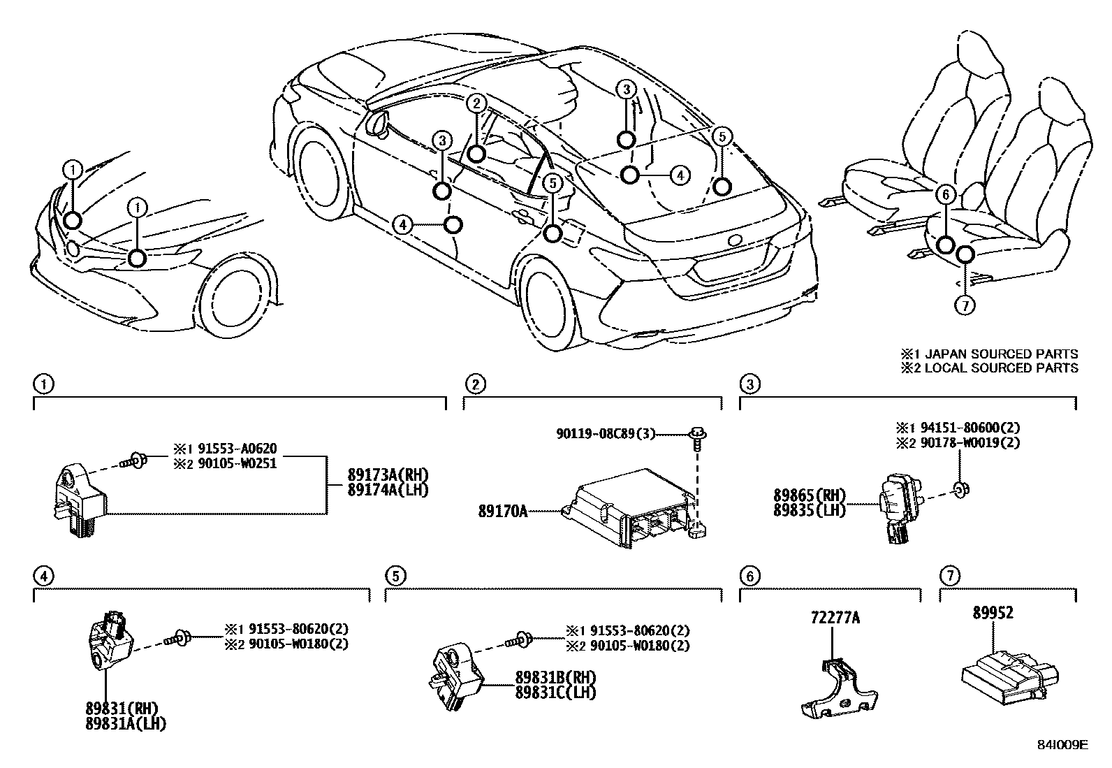 Toyota CAMRY 空气囊 EPC diagram — 84I009E