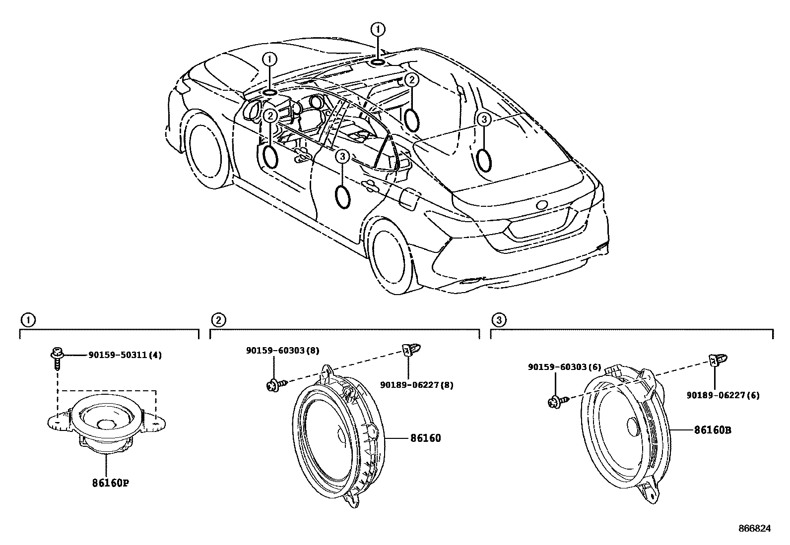 Toyota CAMRY 扬声器 EPC diagram — 866824