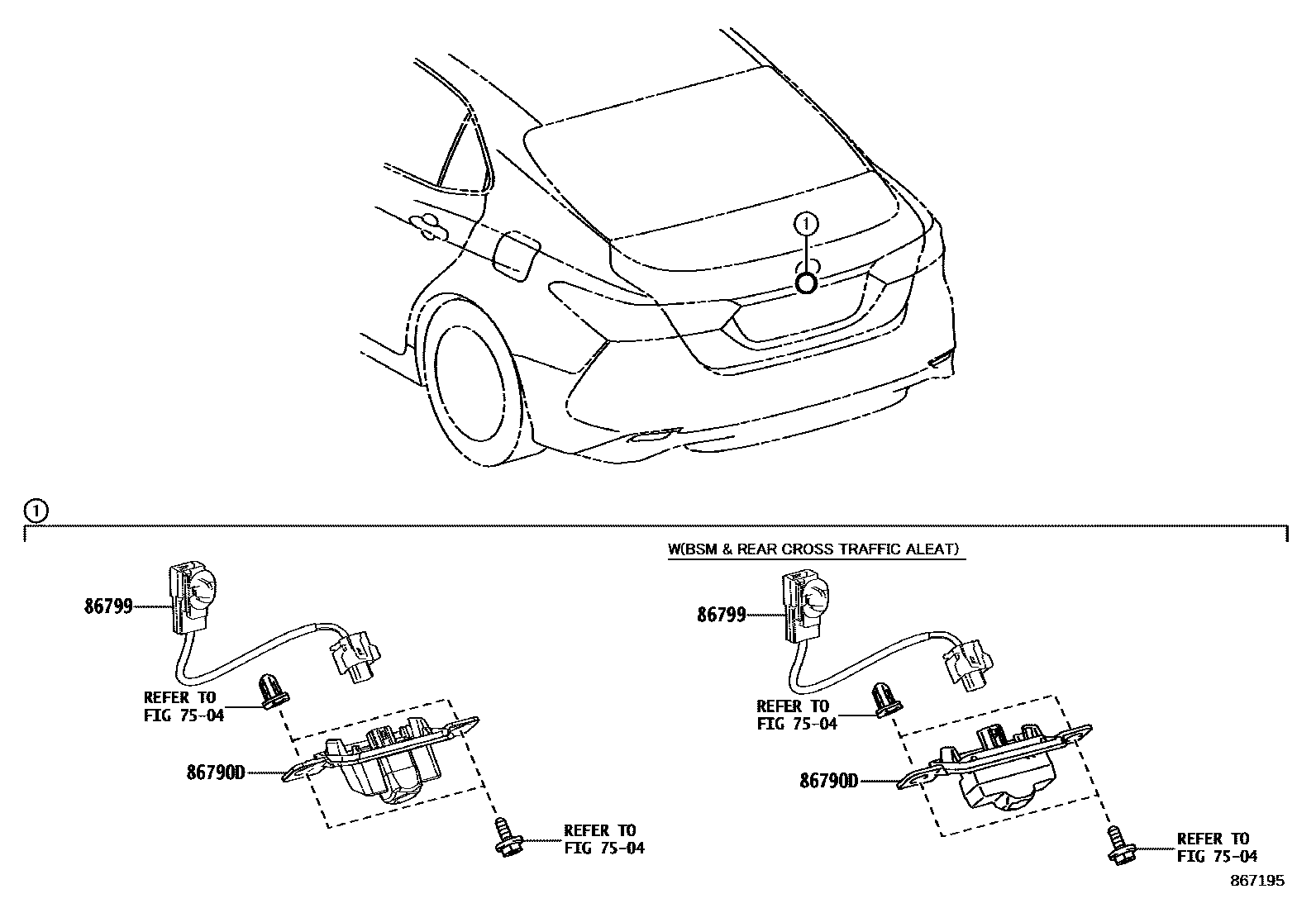 Toyota CAMRY 倒车影像和摄像头 EPC diagram — 867195