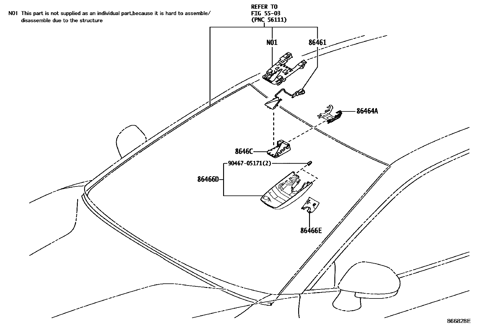 Toyota CAMRY 预碰撞安全系统 EPC diagram — 866828E
