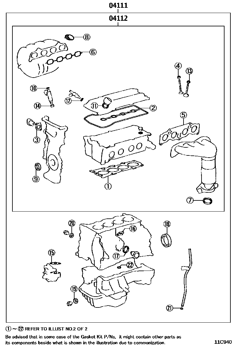 Toyota CAMRY Engine Overhaul Gasket Kit EPC diagram — 11C940