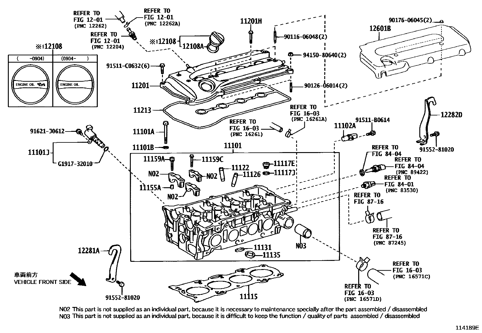 Toyota CAMRY Cylinder Head EPC diagram — 114189E