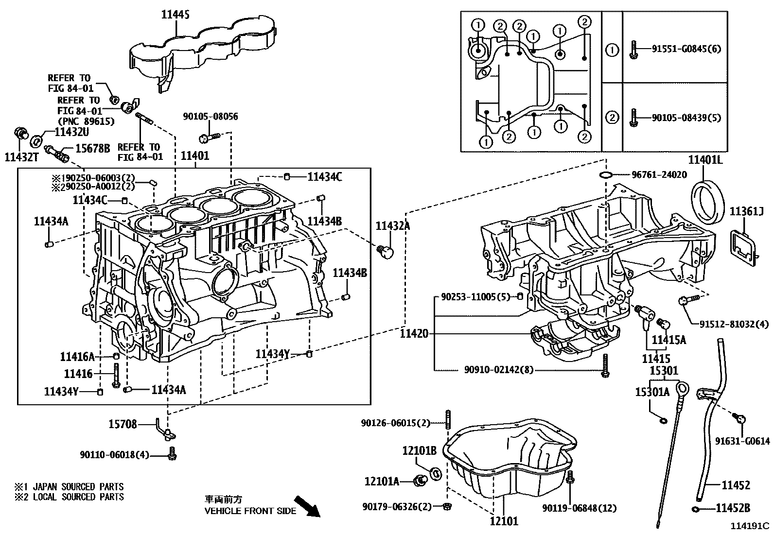 Toyota CAMRY Cylinder Block EPC diagram — 114191C