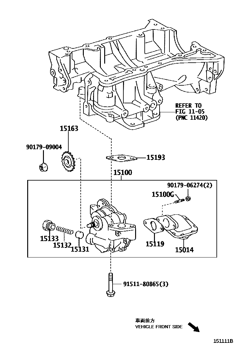 Toyota CAMRY Engine Oil Pump EPC diagram — 151111B