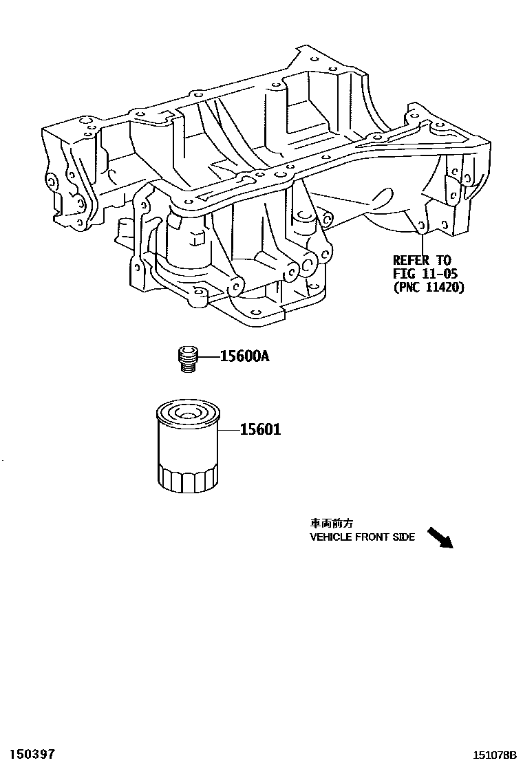 Toyota CAMRY Oil Filter EPC diagram — 151078B