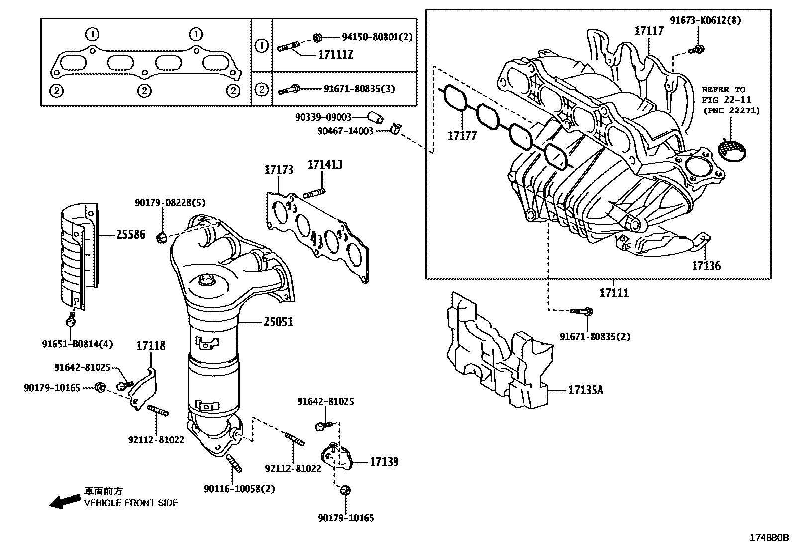 Toyota CAMRY Manifold EPC diagram — 174880B