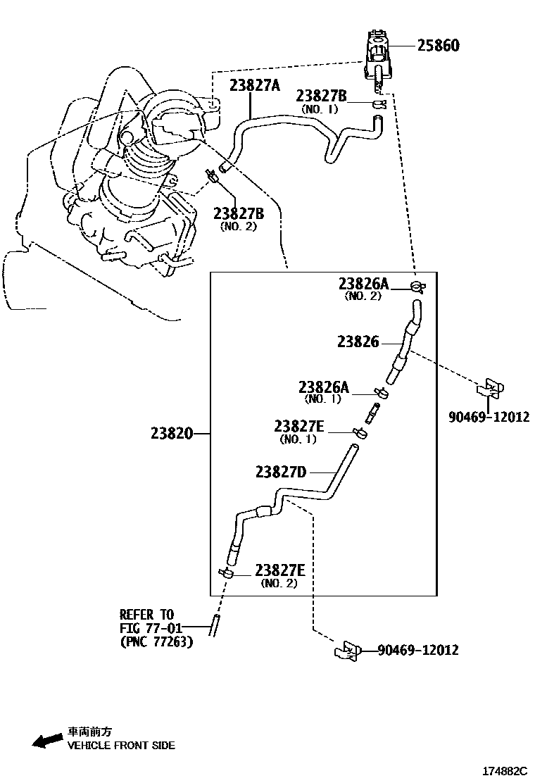 Toyota CAMRY vacuum tube EPC diagram — 174882C