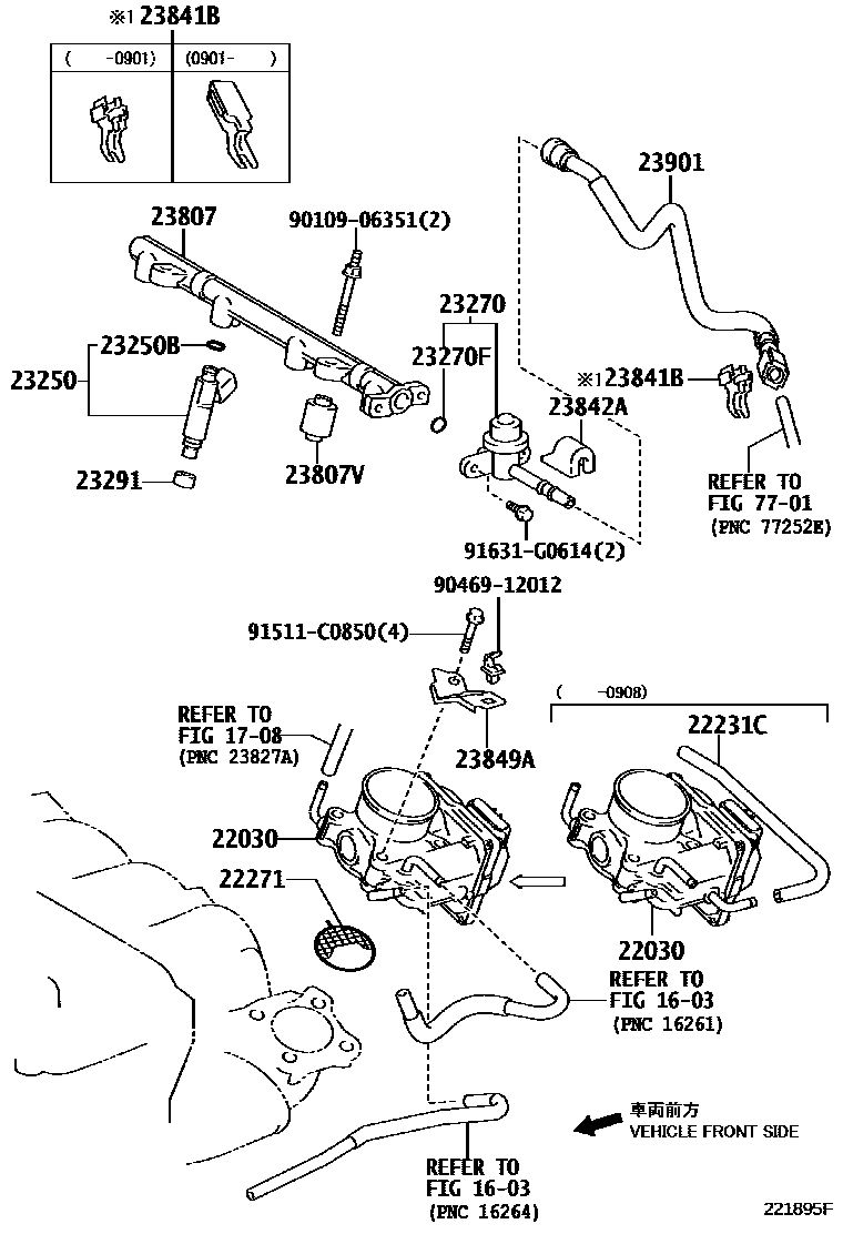 Toyota CAMRY 燃油喷射系统 EPC diagram — 221895F