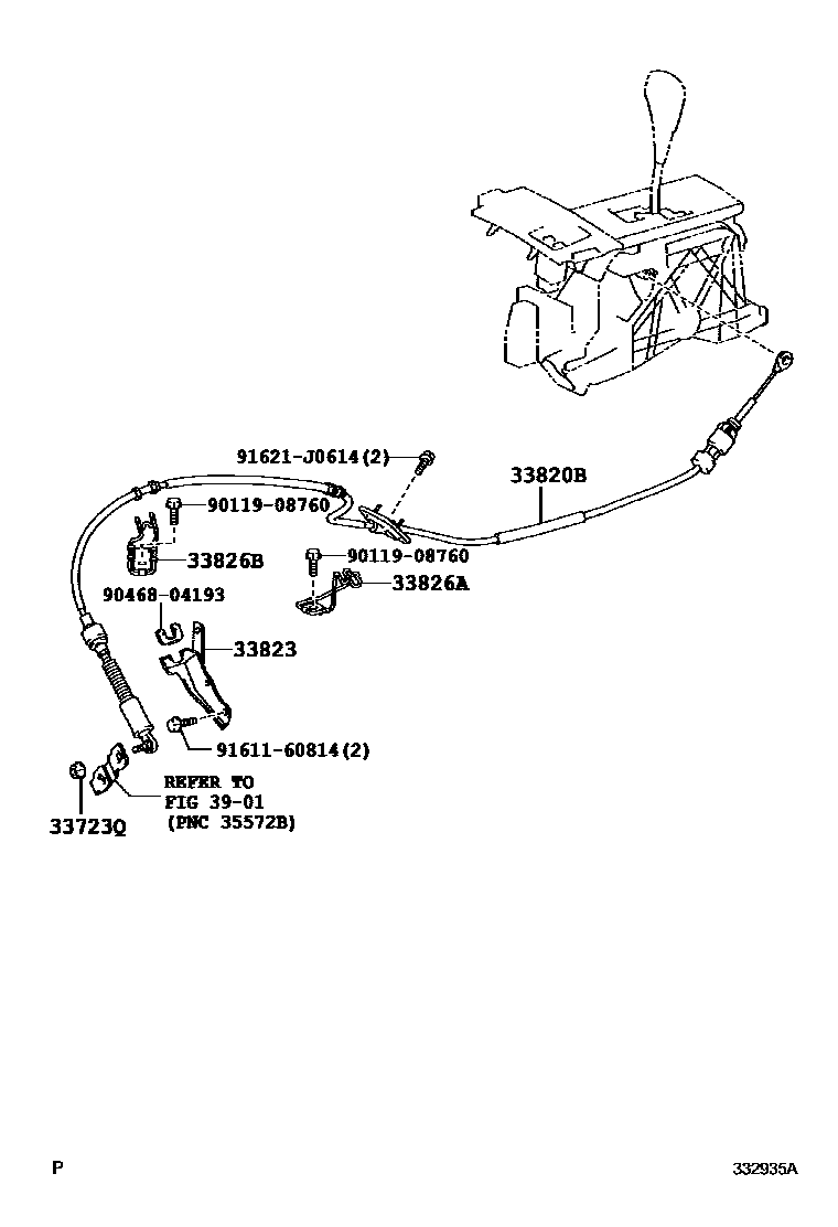 Toyota CAMRY Shift Lever & Retainer EPC diagram — 332935A