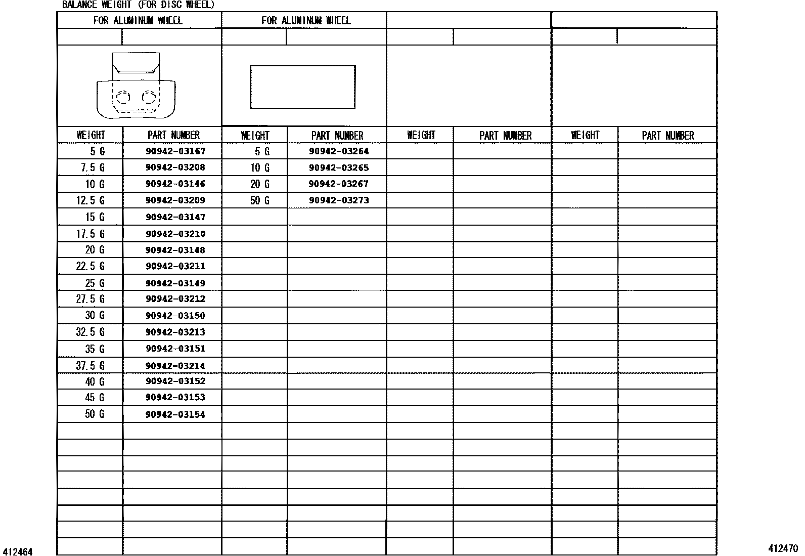 Toyota CAMRY 车轮和车轮盖 EPC diagram — 412470