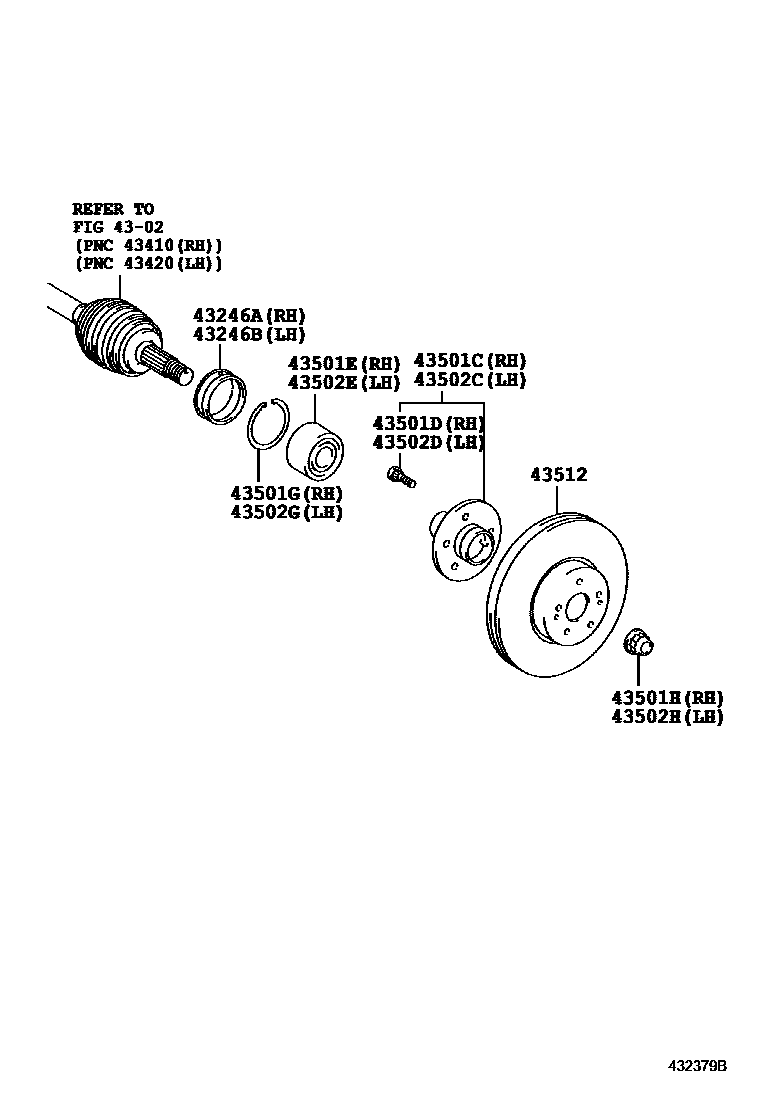 Toyota CAMRY Front Axle Hub EPC diagram — 432379B