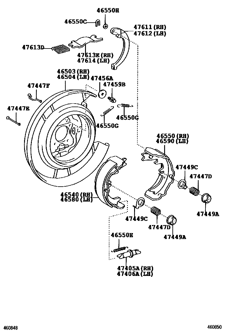 Toyota CAMRY Parking Brake & Cable EPC diagram — 460850