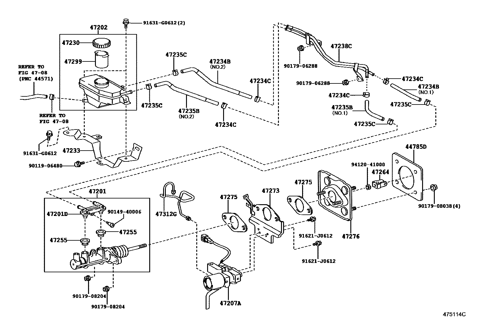 Toyota CAMRY 制动总泵 EPC diagram — 475114C