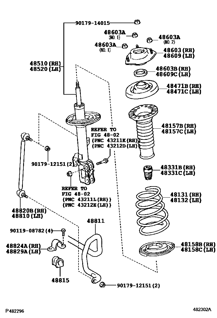 Toyota CAMRY Front Spring & Shock Absorber EPC diagram — 482302A