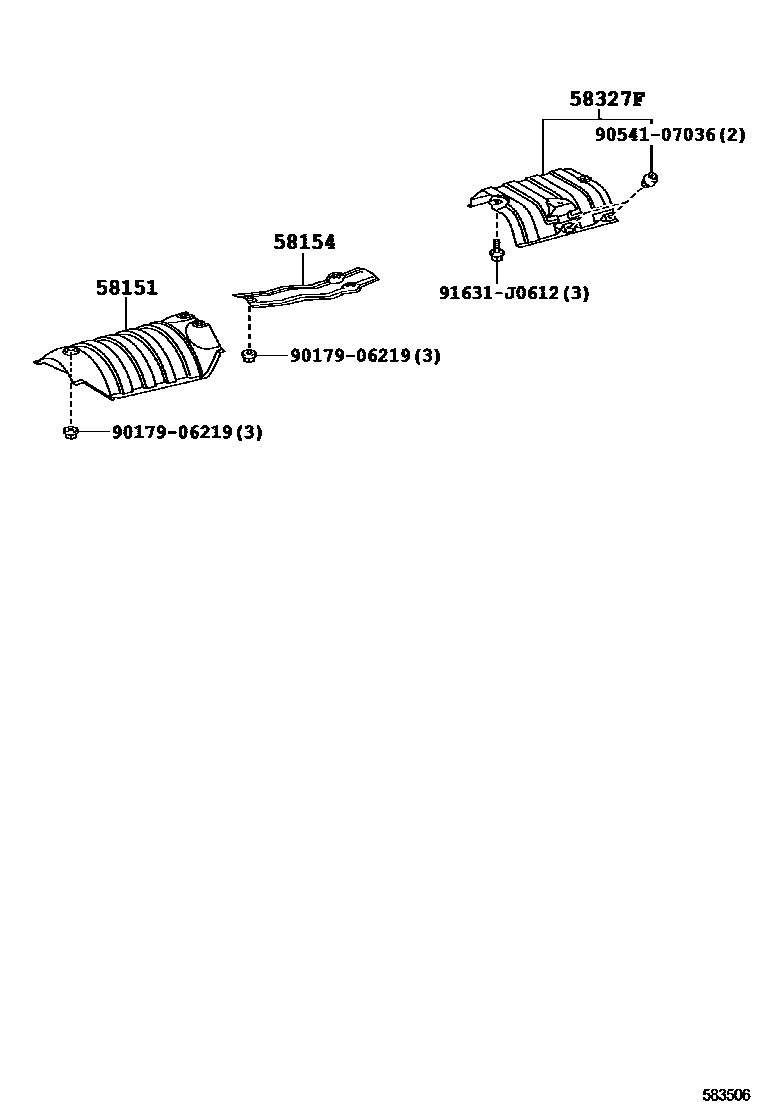 Toyota CAMRY 地板隔热垫 EPC diagram — 583506