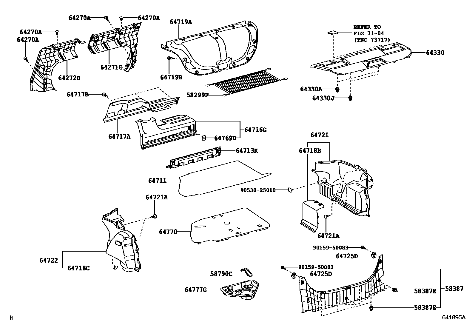 Toyota CAMRY 杂物箱板和行李箱垫 EPC diagram — 641895A