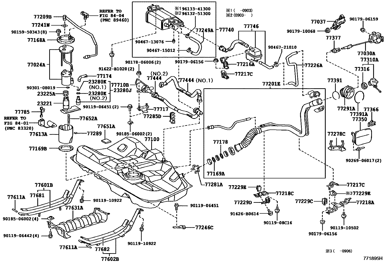 Toyota CAMRY 燃油箱和燃油管 EPC diagram — 771895H