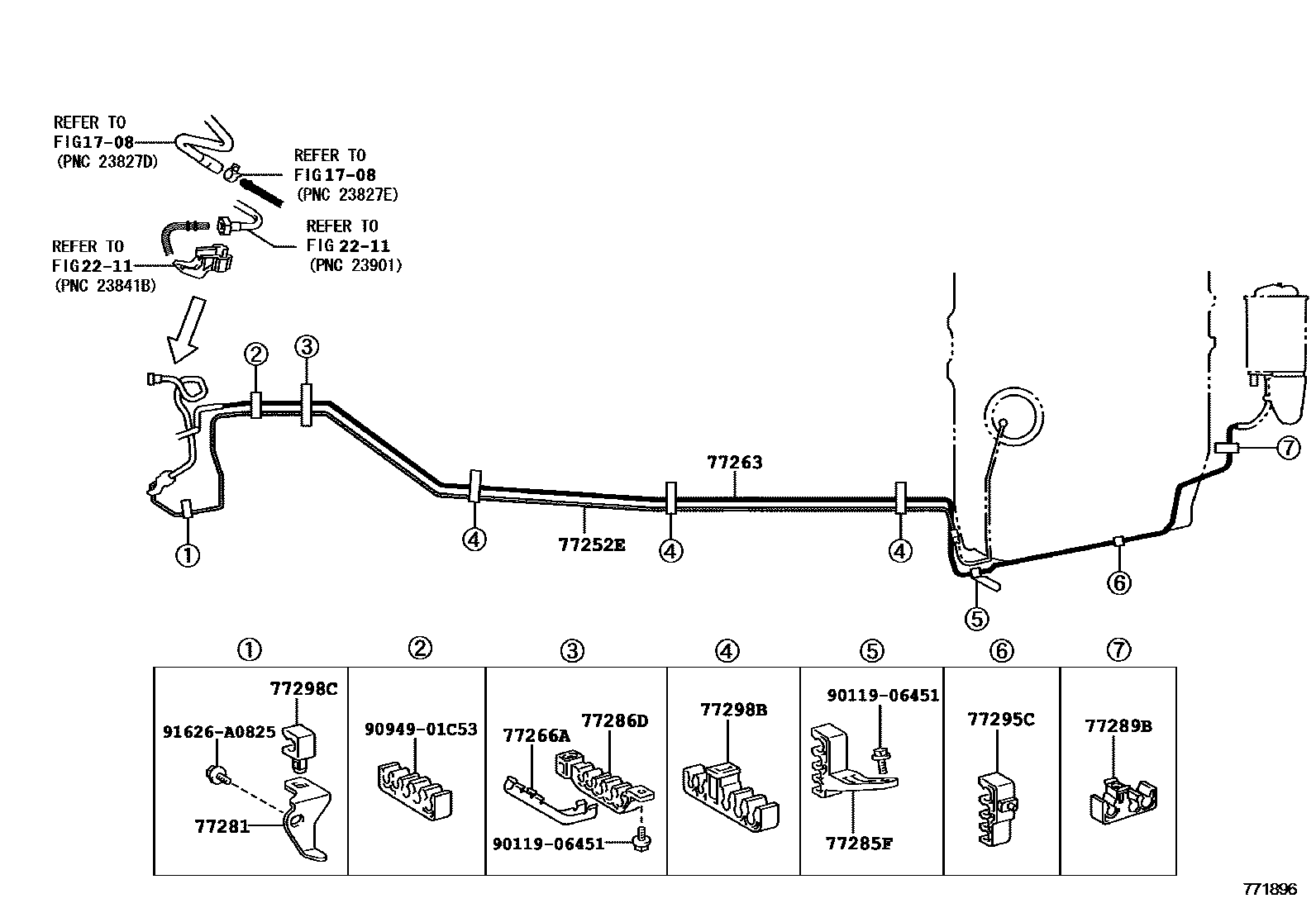 Toyota CAMRY 燃油箱和燃油管 EPC diagram — 771896