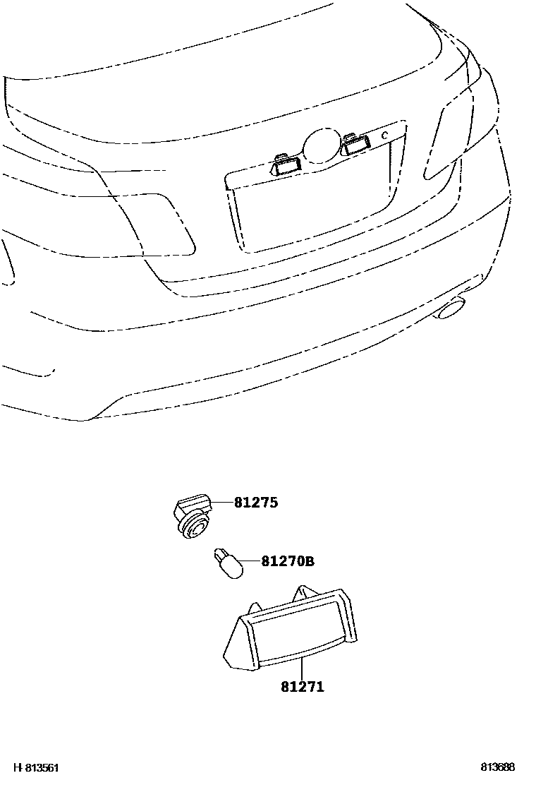 Toyota CAMRY 后牌照灯 EPC diagram — 813688