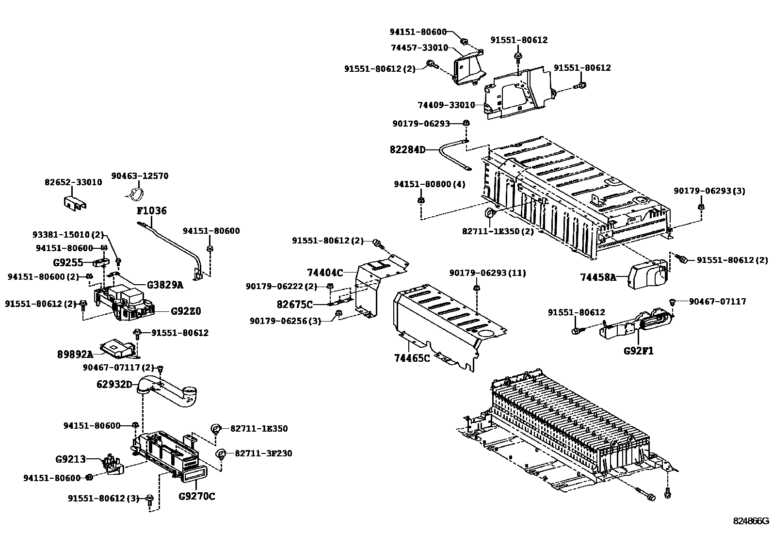 Toyota CAMRY 蓄电池和蓄电池电缆 EPC diagram — 824866G