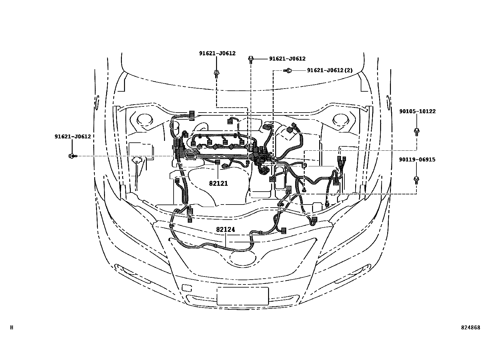 Toyota CAMRY 线束和卡夹 EPC diagram — 824868