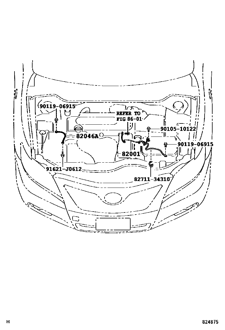 Toyota CAMRY 线束和卡夹 EPC diagram — 824875