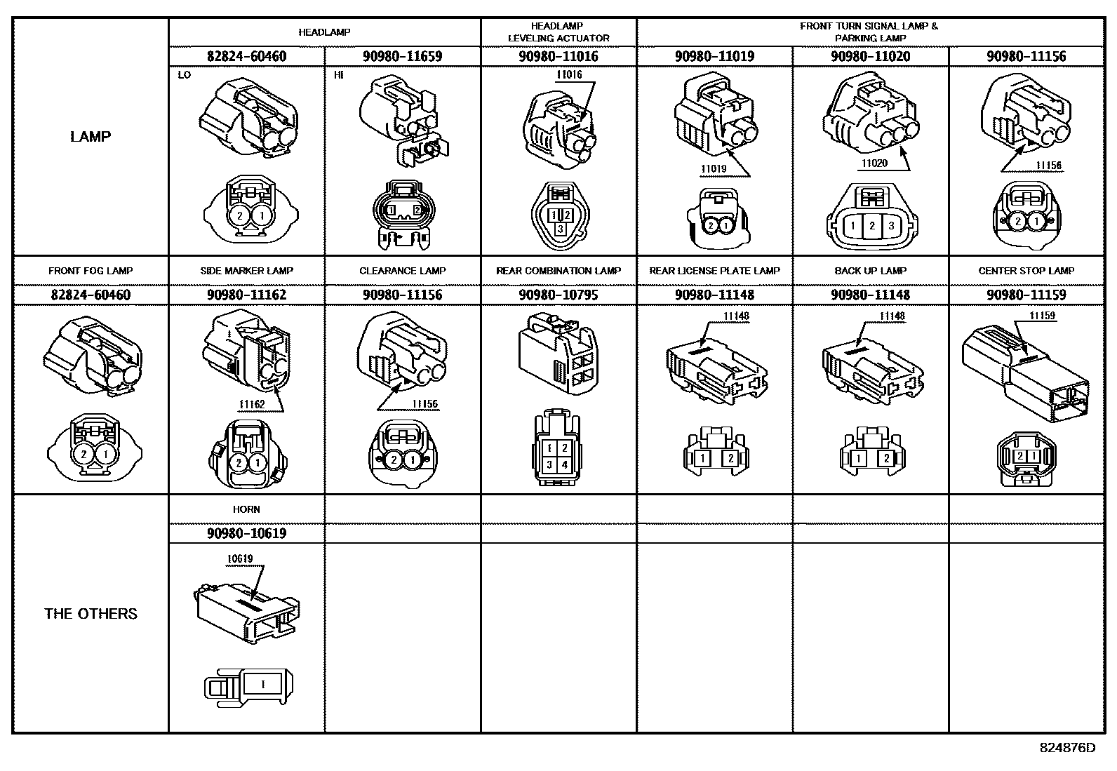 Toyota CAMRY 线束和卡夹 EPC diagram — 824876D