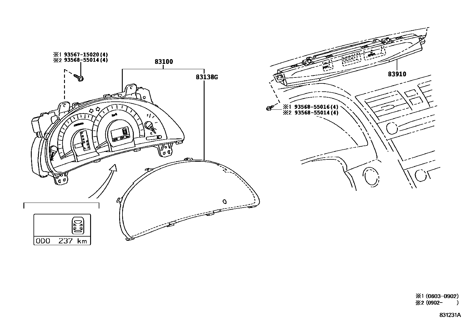 Toyota CAMRY 仪表 EPC diagram — 831231A