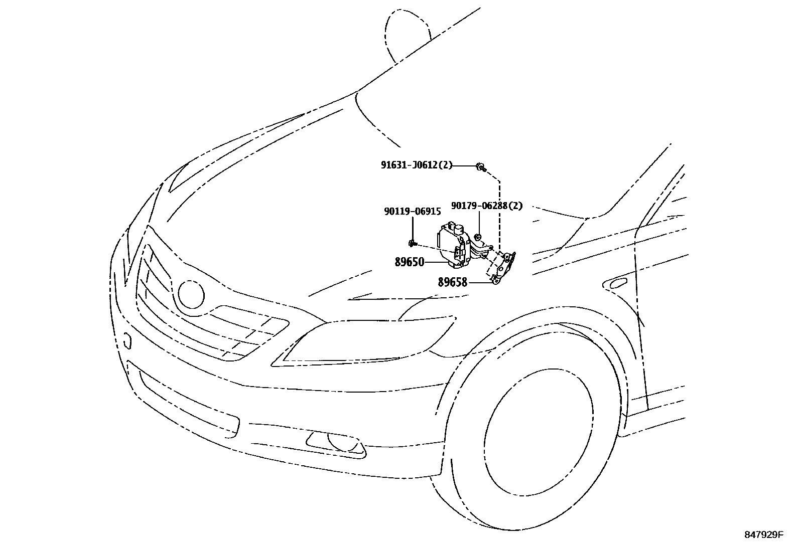Toyota CAMRY 开关和继电器和ECU EPC diagram — 847929F