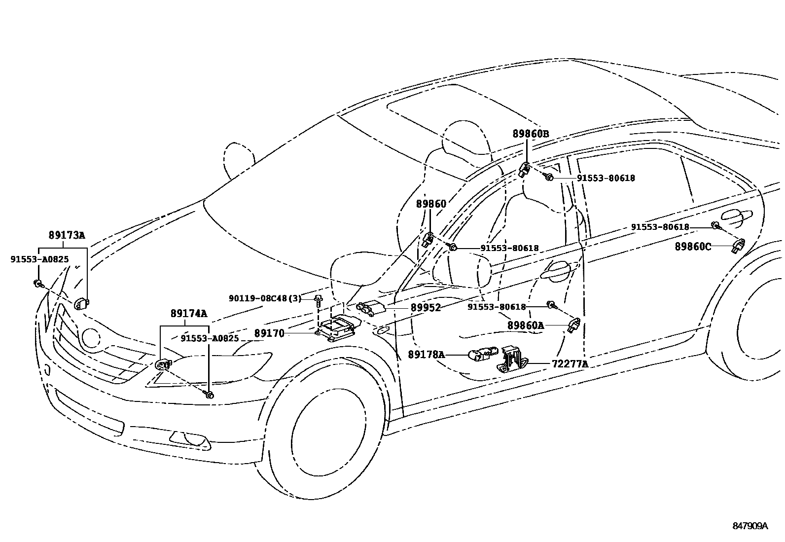 Toyota CAMRY 空气囊 EPC diagram — 847909A