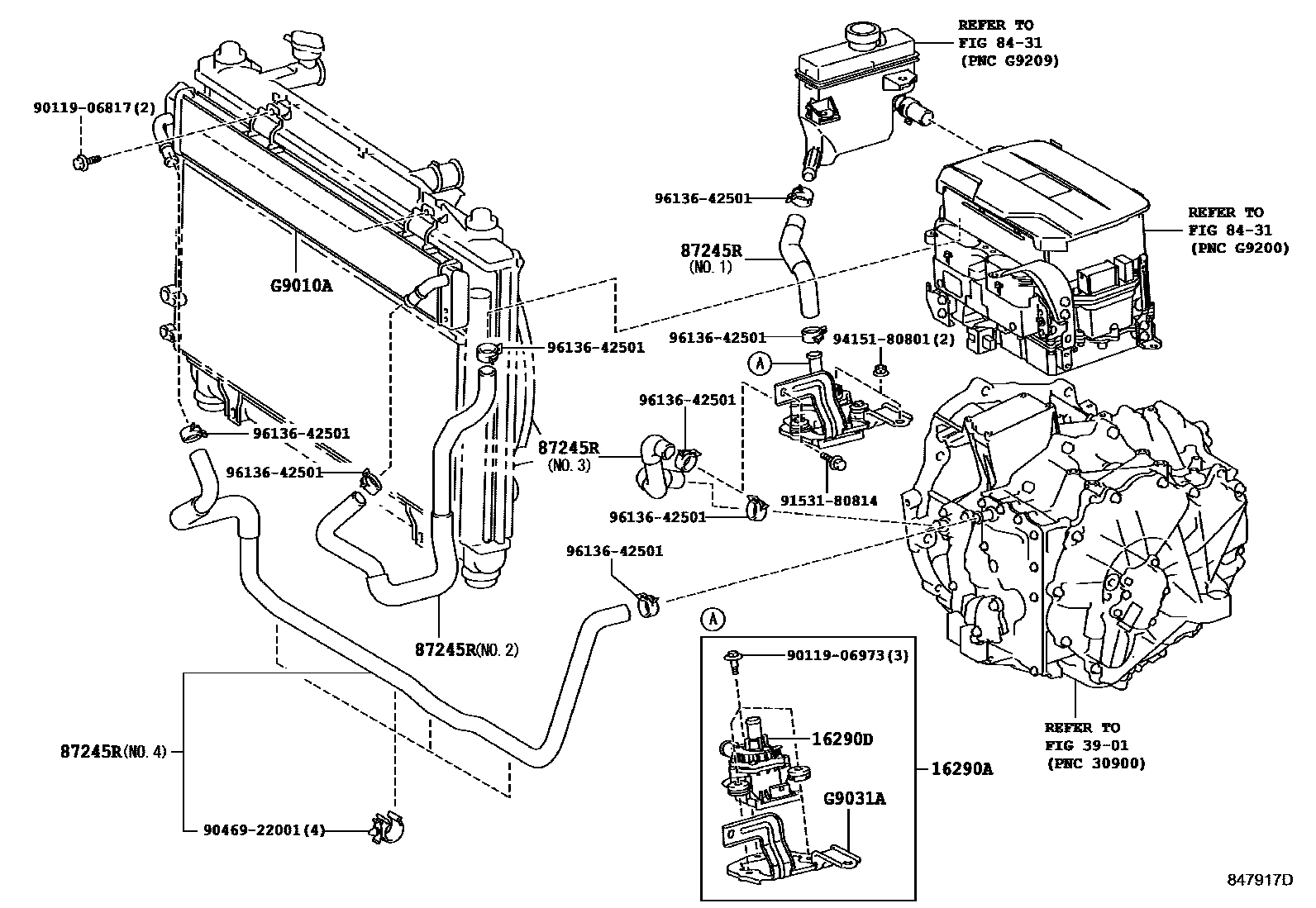 Toyota CAMRY 逆变器冷却系统 EPC diagram — 847917D