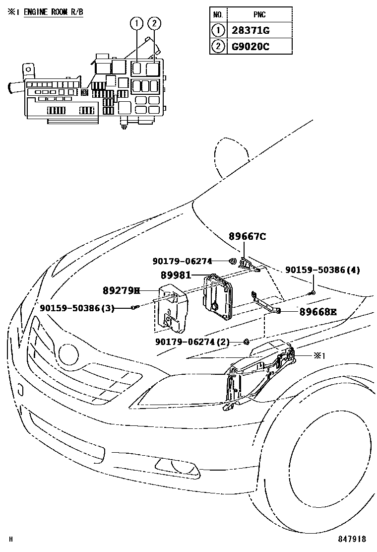 Toyota CAMRY HV控制ECU EPC diagram — 847918