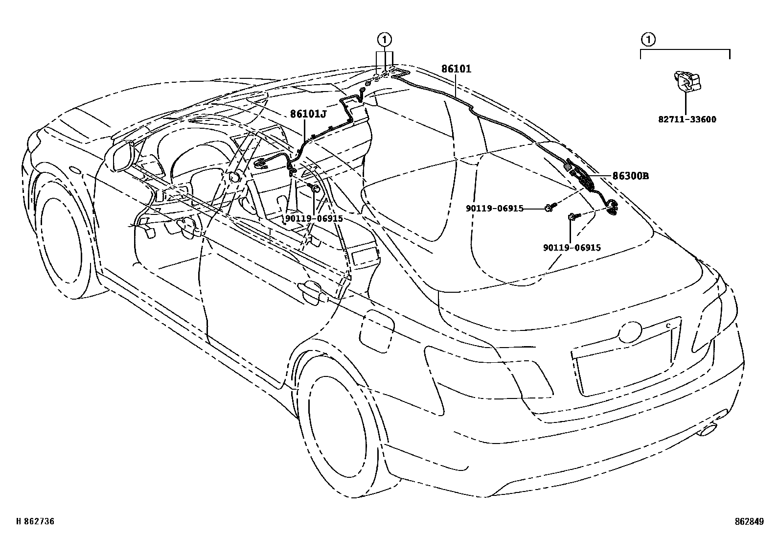 Toyota CAMRY antenna EPC diagram — 862849