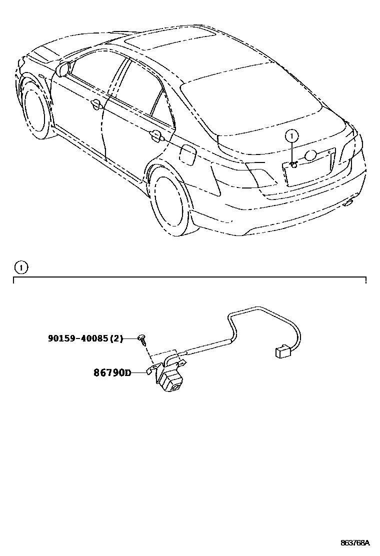 Toyota CAMRY 倒车影像和摄像头 EPC diagram — 863768A