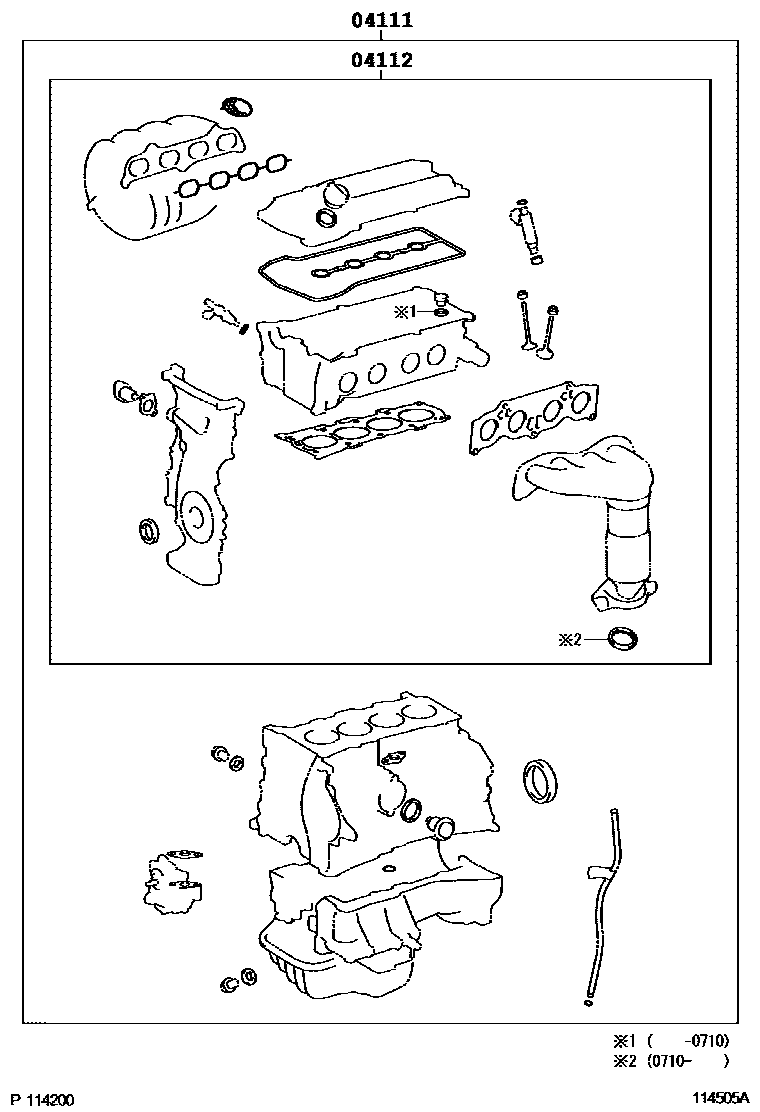 Toyota CAMRY Engine Overhaul Gasket Kit EPC diagram — 114505A