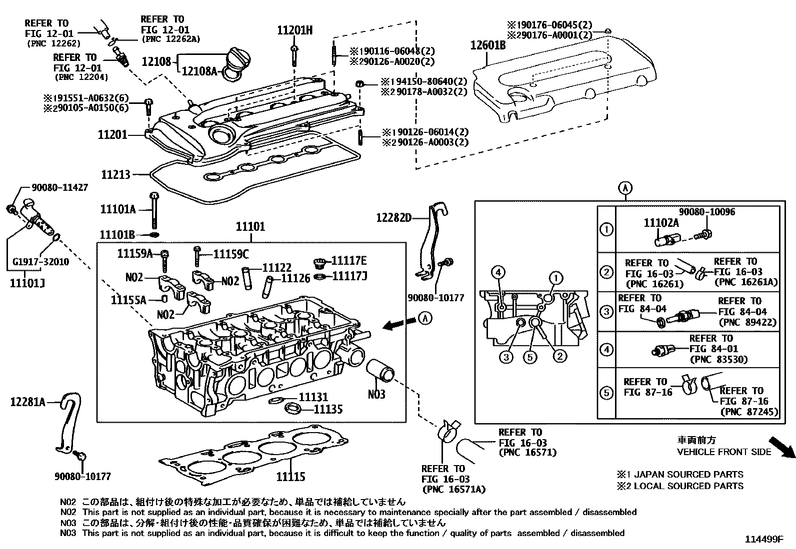 Toyota CAMRY Cylinder Head EPC diagram — 114499F