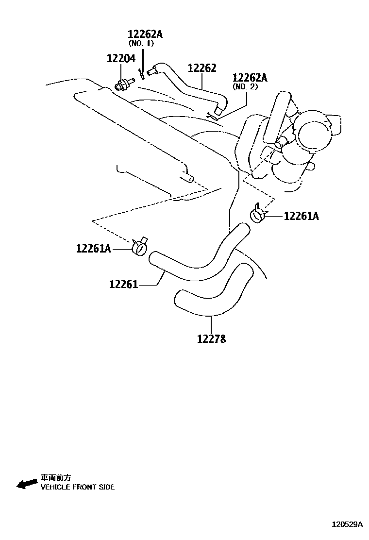 Toyota CAMRY Ventilation Hose EPC diagram — 120529A