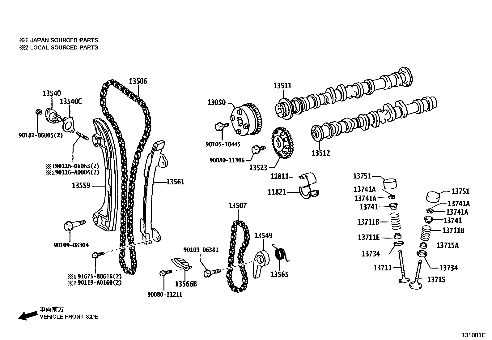 Toyota CAMRY Camshaft & Valve EPC diagram — 131081E