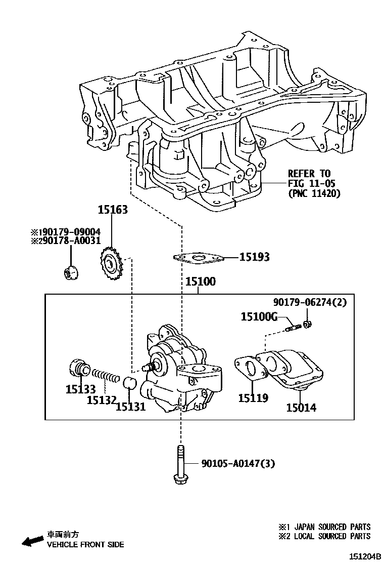 Toyota CAMRY Engine Oil Pump EPC diagram — 151204B