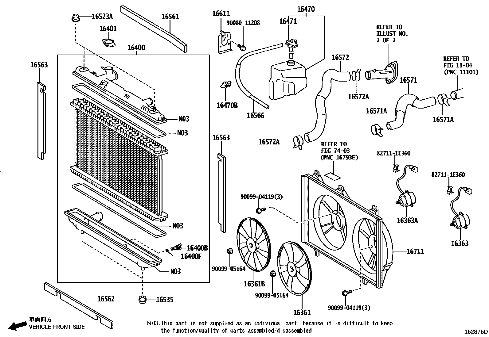 Toyota CAMRY RADIATOR & WATER OUTLET EPC diagram — 162876D