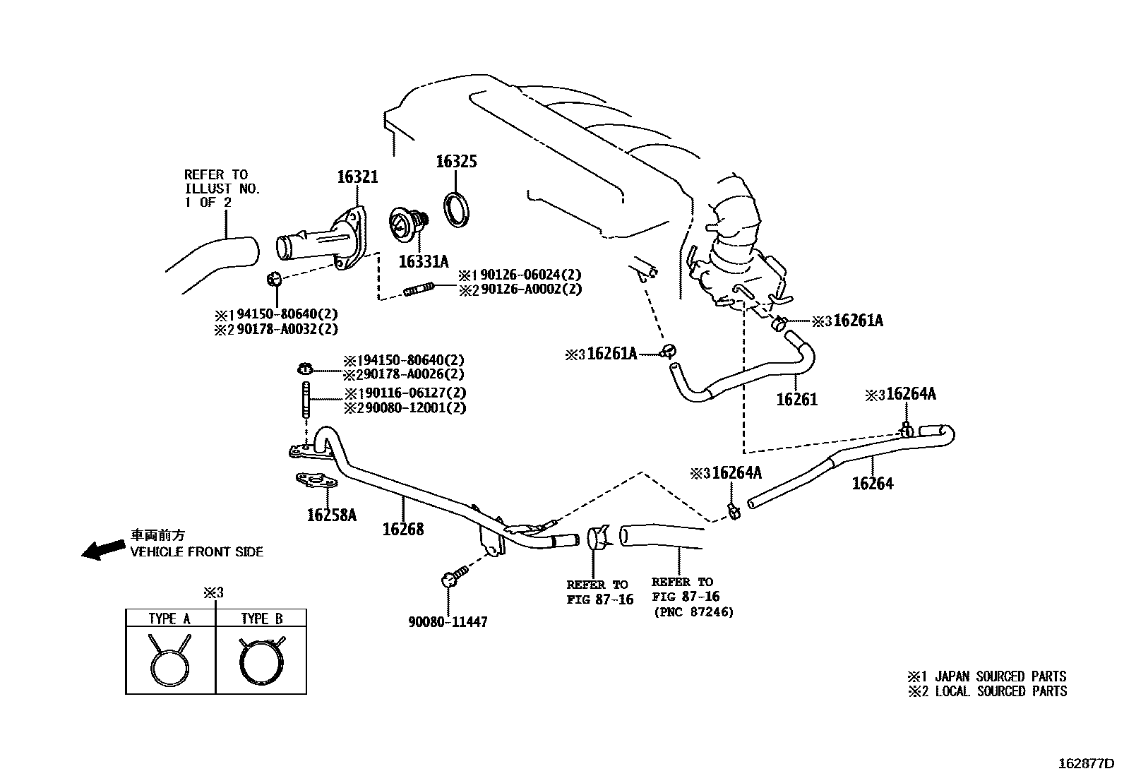 Toyota CAMRY RADIATOR & WATER OUTLET EPC diagram — 162877D