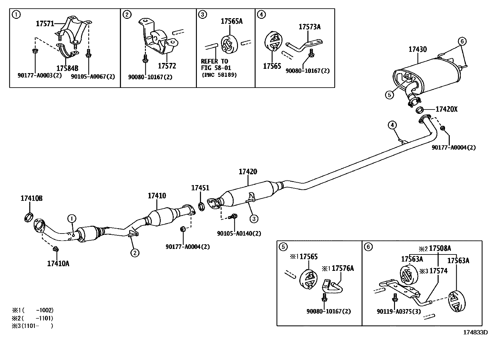 Toyota CAMRY Exhaust Pipe EPC diagram — 174833D